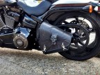 3D Skull Black Top Leather Swingarm Left Single Bag for Harley Davidson Breakout 2018 ONWARDS