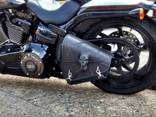3D Skull Black Top Leather Swingarm Left Single Bag for Harley Davidson Breakout 2018 ONWARDS